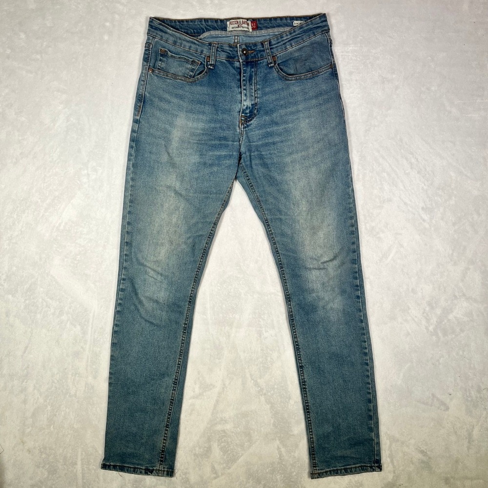 Hudson & Barrow NYC Jeans Mens 32 Slim Stretch Medium Wash Blue Denim